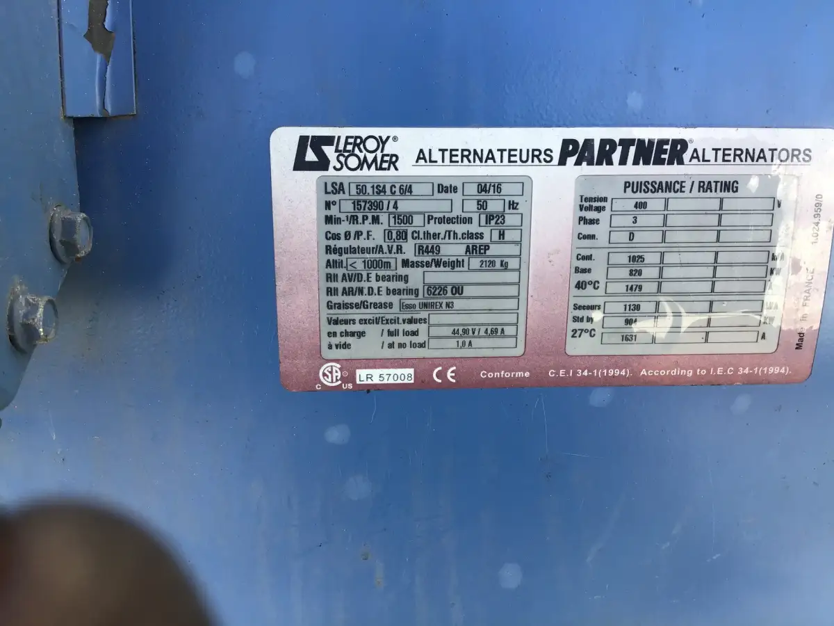 MTU 18V2000 GENERATOR 1025 KVA GEBRUIKT - Afbeelding 7