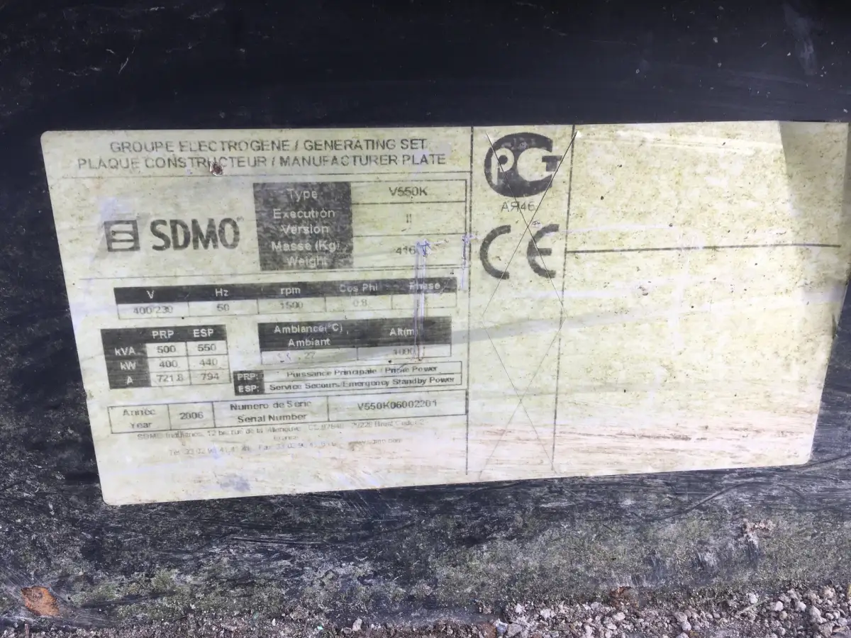 GÉNÉRATEUR VOLVO V550K 550KVA D'OCCASION - Image 5