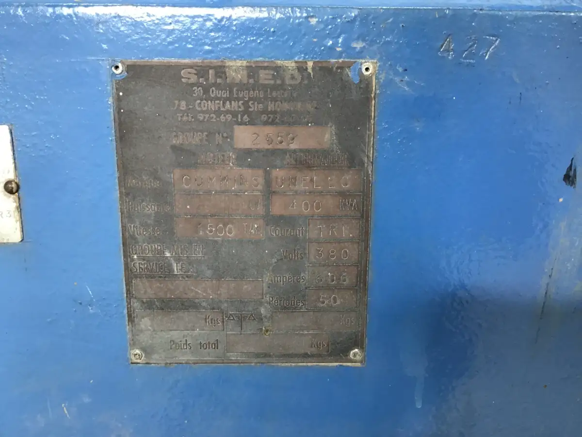 CUMMINS 353K2K202C GENERATOR 400 KVA USED - Picture 6