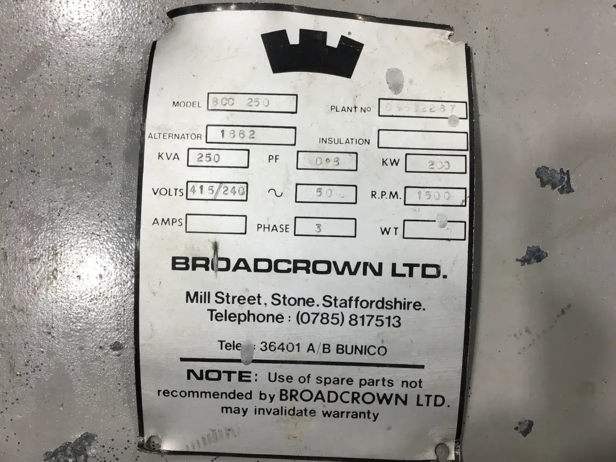 BROADCROWN BCC 250 ГЕНЕРАТОР 250 KVA Б/У - Фото 6