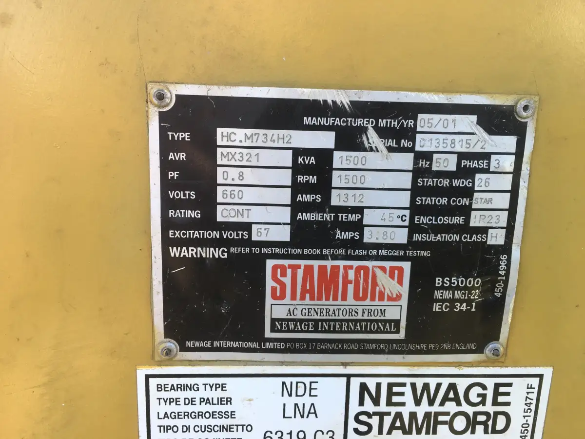STAMFORD HC.M734H2 GENERATOR 1500 KVA USED - Picture 6