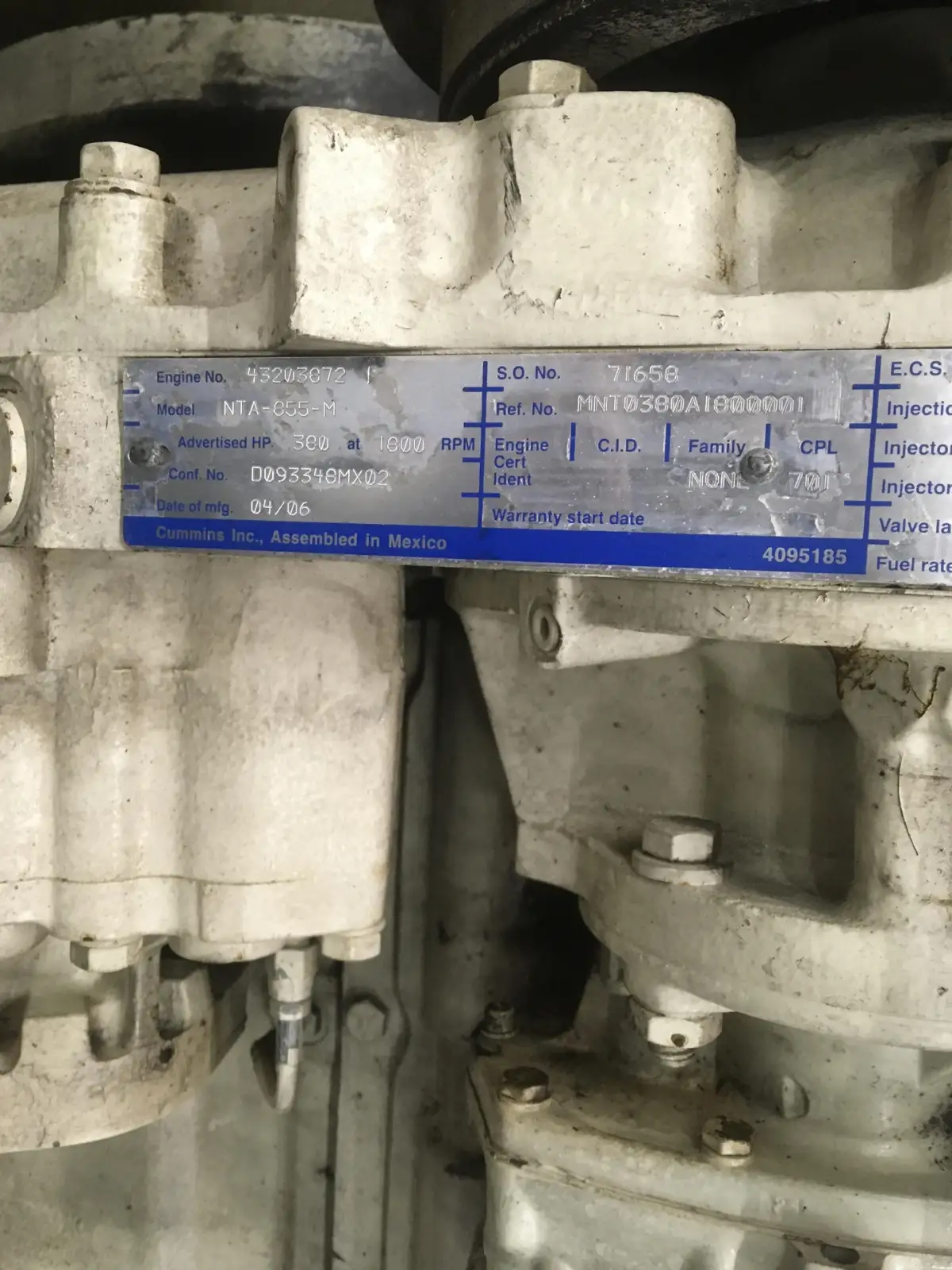 CUMMINS NTA855M CPL0701 USADO - Imagen 6