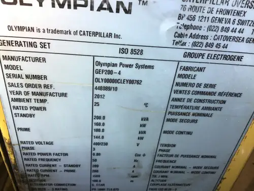 PERKINS 1500 PK51589 GENERATOR 200 KVA USED - Thumb image 11