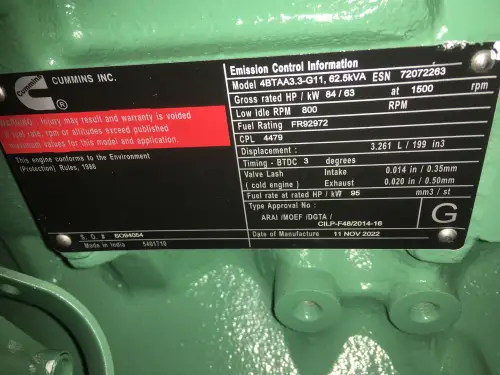 CUMMINS 4BTAA3.3-G11 GENERATOR 50KVA NIEUW - Miniatuur afbeelding 8
