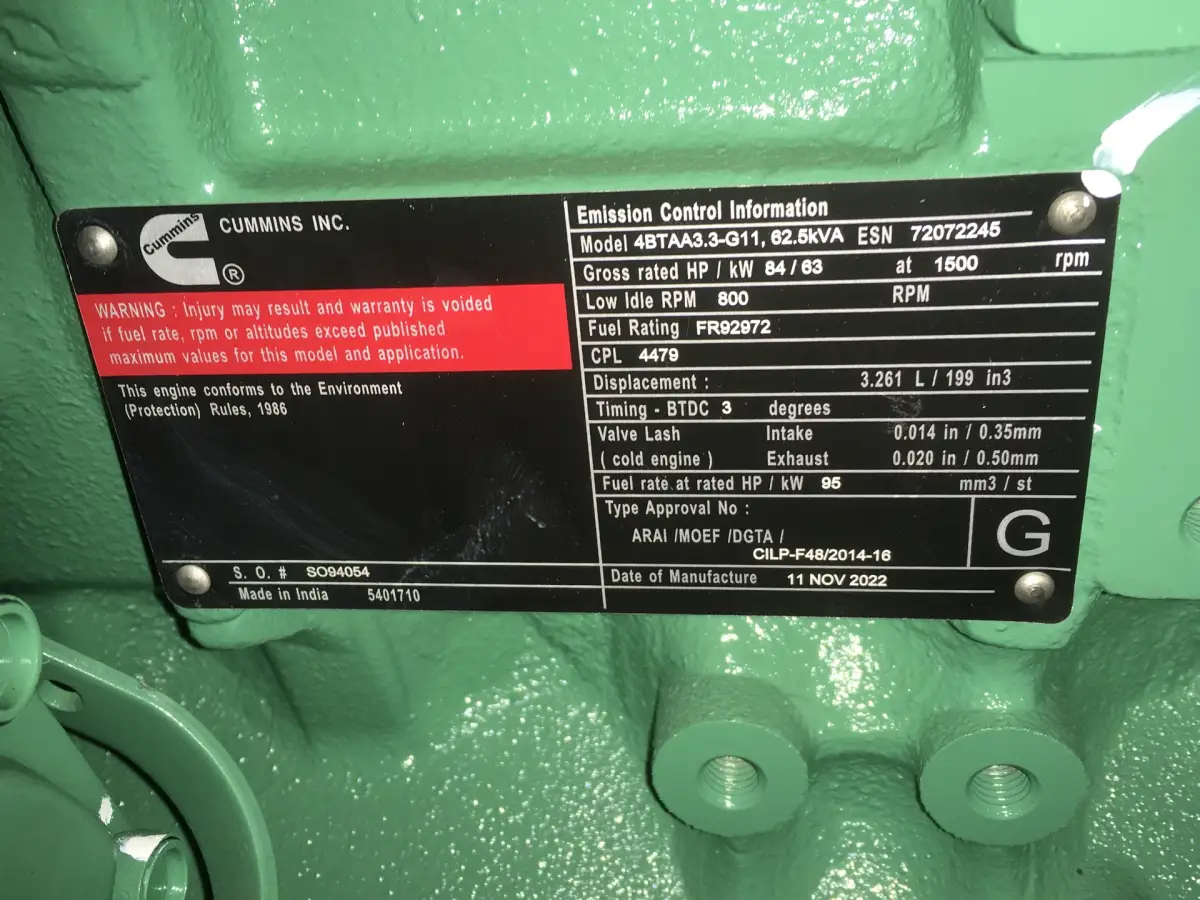 CUMMINS 4BTAA3.3-G11 GENERATOR 50KVA NIEUW - Afbeelding 8