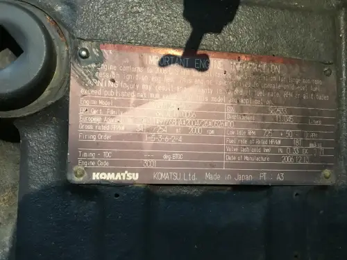 KOMATSU SAA6D125E-5 GEBRUIKT - Miniatuur afbeelding 6