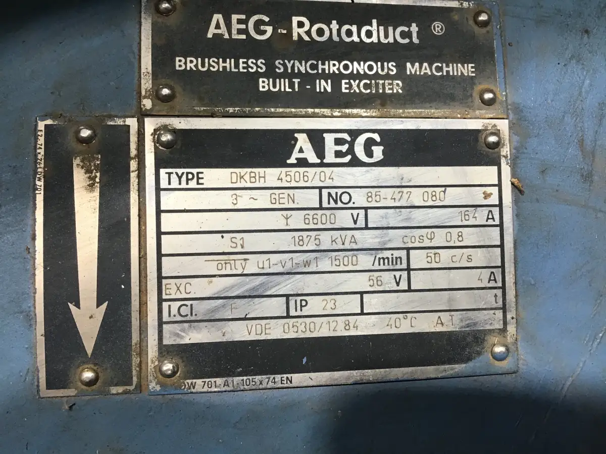 GENÉRATEUR AEG DKBH 4506/04 1875 KVA OCCASION - Image 7