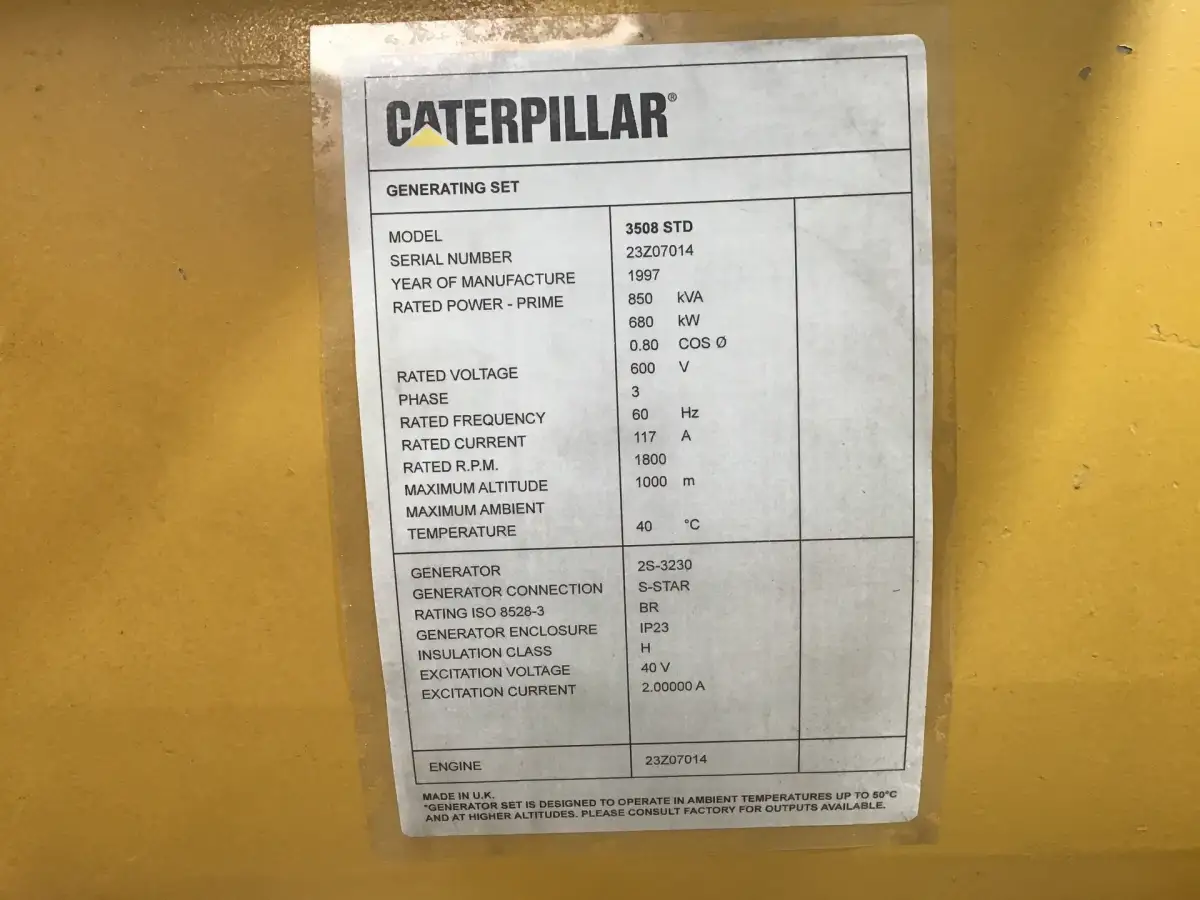 CATERPILLAR 3512 24Z 8N-5806 GENERATOR 850 KVA GEBRUIKT - Afbeelding 6