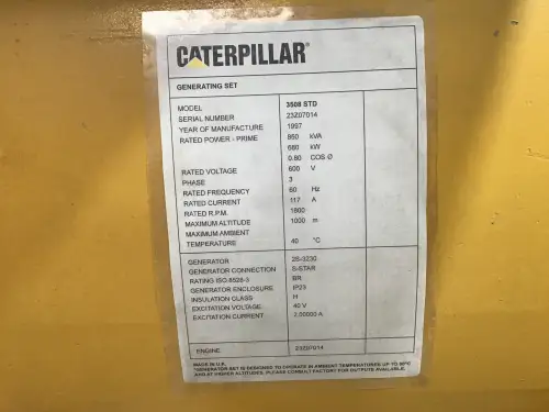 CATERPILLAR 3512 24Z 8N-5806 GENERATOR 850 KVA GEBRUIKT - Miniatuur afbeelding 6