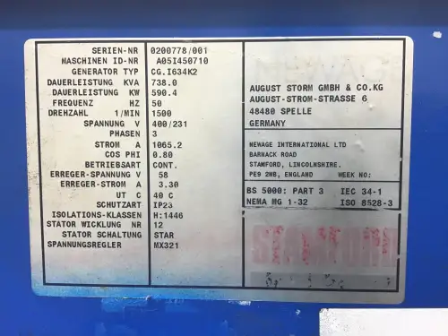 ГЕНЕРАТОР STAMFORD A05I450710 738 KVA Б/У - Миниатюра 7