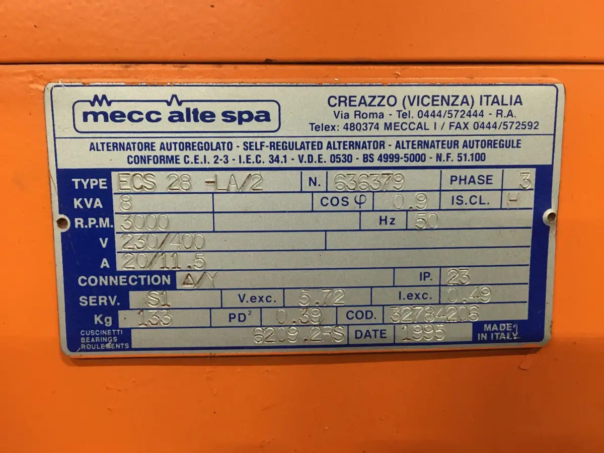 GENERADOR RUCCERINI MD190 8 KVA USADO - Imagen 6