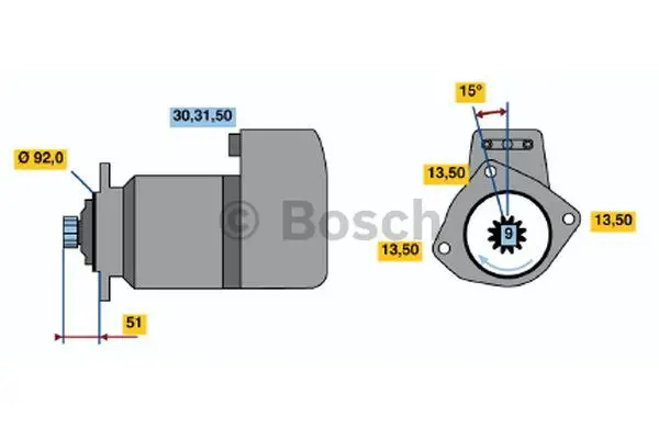 BOSCH STARTMOTOR 0 001 417 001 NIEUW - Afbeelding 2