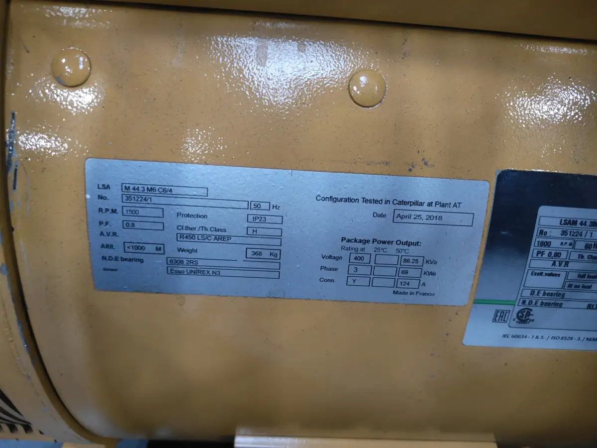 GENERADOR CATERPILLAR C4.4 S1M 86KVA USADO - Imagen 4