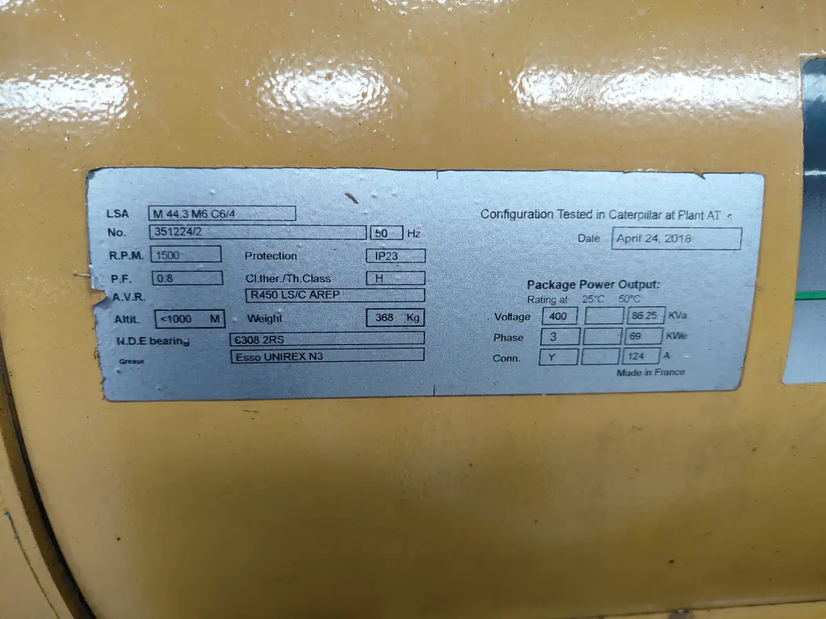 CATERPILLAR C4.4 S1M GENERATOR 86KVA GEBRUIKT - Afbeelding 2
