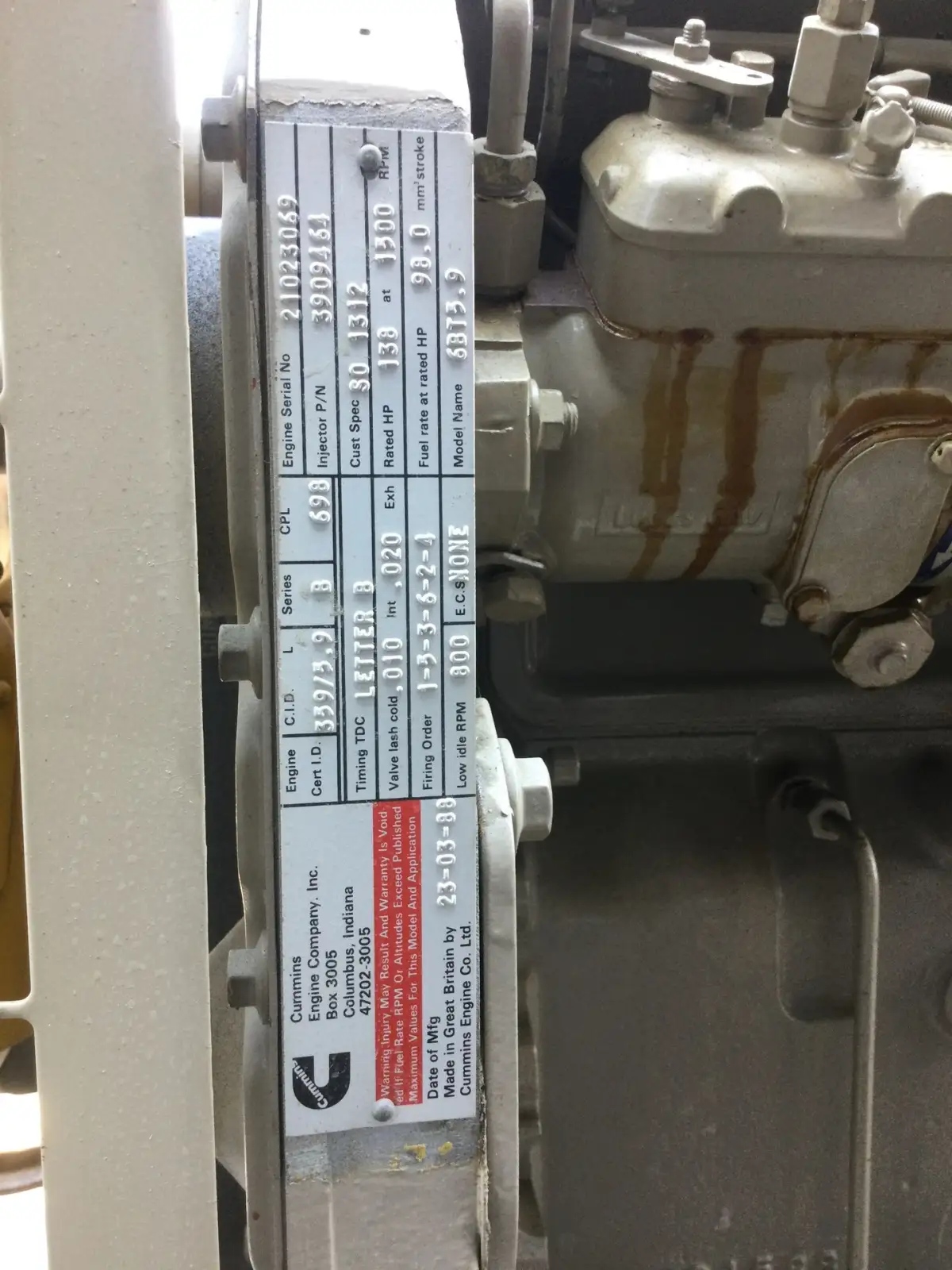 CUMMINS 6BT5.9 CPL0698 GENERATOR 110KVA USED - Picture 2