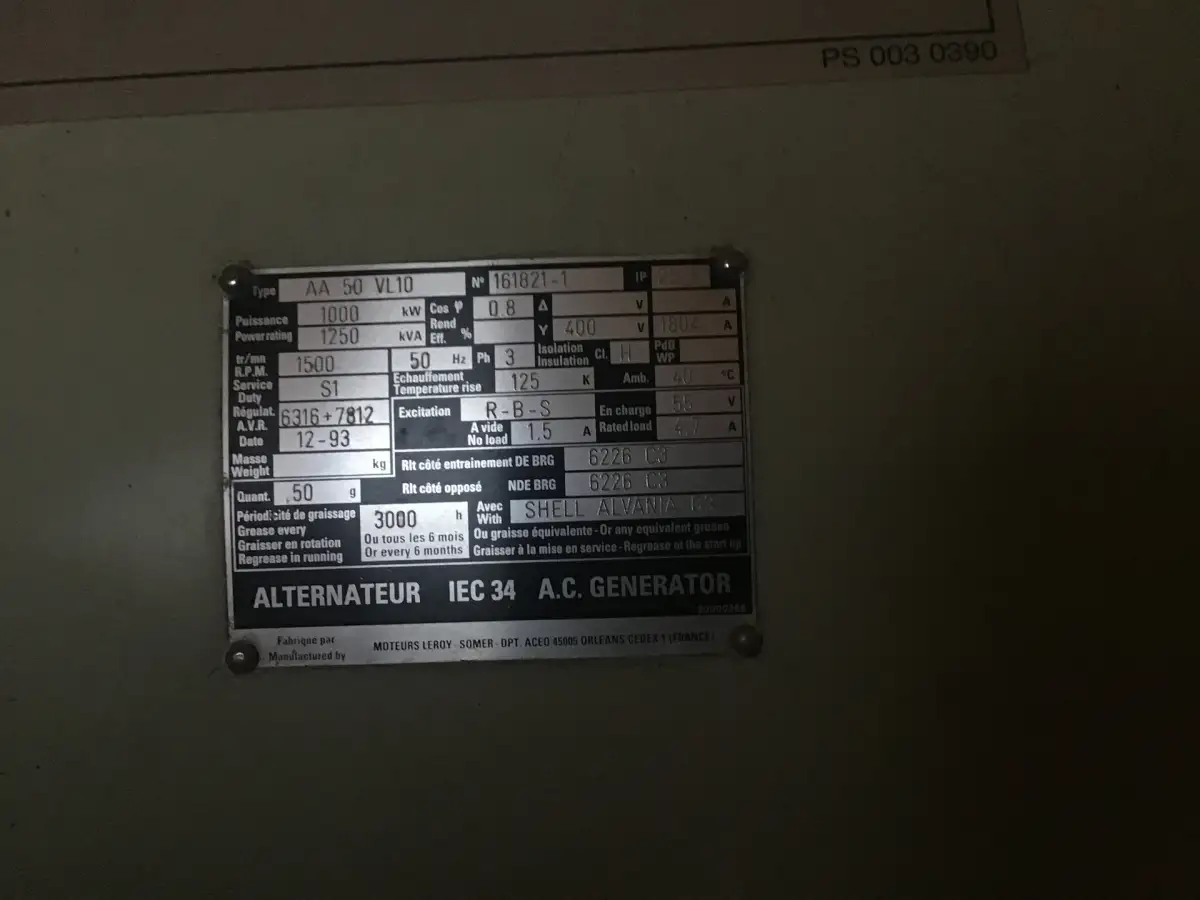 KAWASAKI KAWASAKI M1A-01 GENERADOR 1250 KVA USADO - Imagen 10