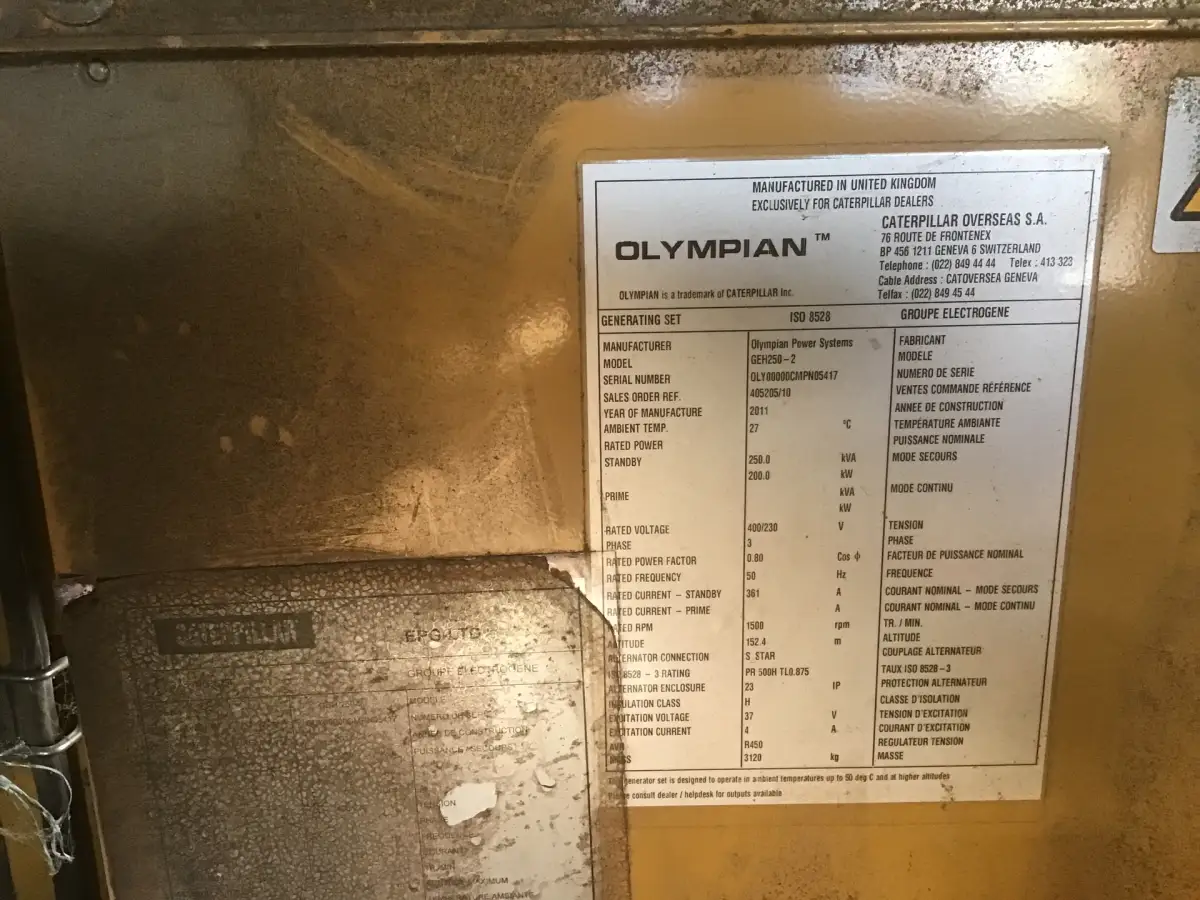 OLYMPIAN GEH250 GENERATOR 250KVA FOR PARTS - Picture 3